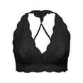 thumbnail image 3 of JGGSPWM Women's Plus Size Scoop Neck See-Through Lace Bralette Solid Thin Breathable Bra Black XL, 3 of 8