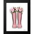 thumbnail image 2 of Greenwood, Amanda 12x14 Black Modern Framed Museum Art Print Titled - Pink Rain Boots with Peony, 2 of 5