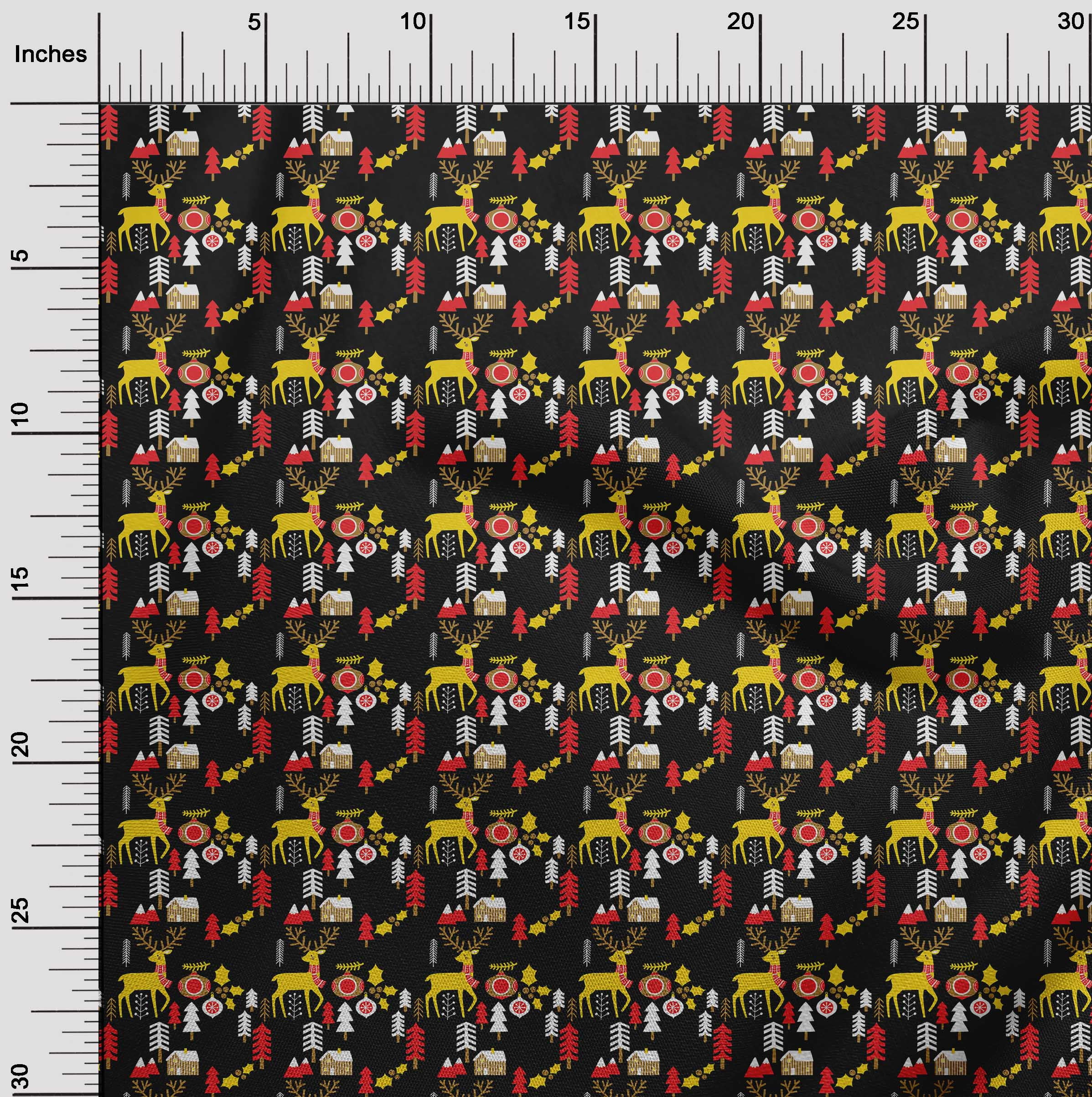 oneOone Georgette Viscose Black Fabric Merry Christmas Sewing Fabric By The Yard Printed Diy Clothing Sewing Supplies 42 Inch Wide-CQL