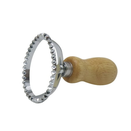 

RHOO Zinc Alloy Biscuit Mold Snack Cake Dumpling Skin Edge Flower Embossed Biscuit Mold Wooden Handle Stainless Steel Pancake Cutter Wheel