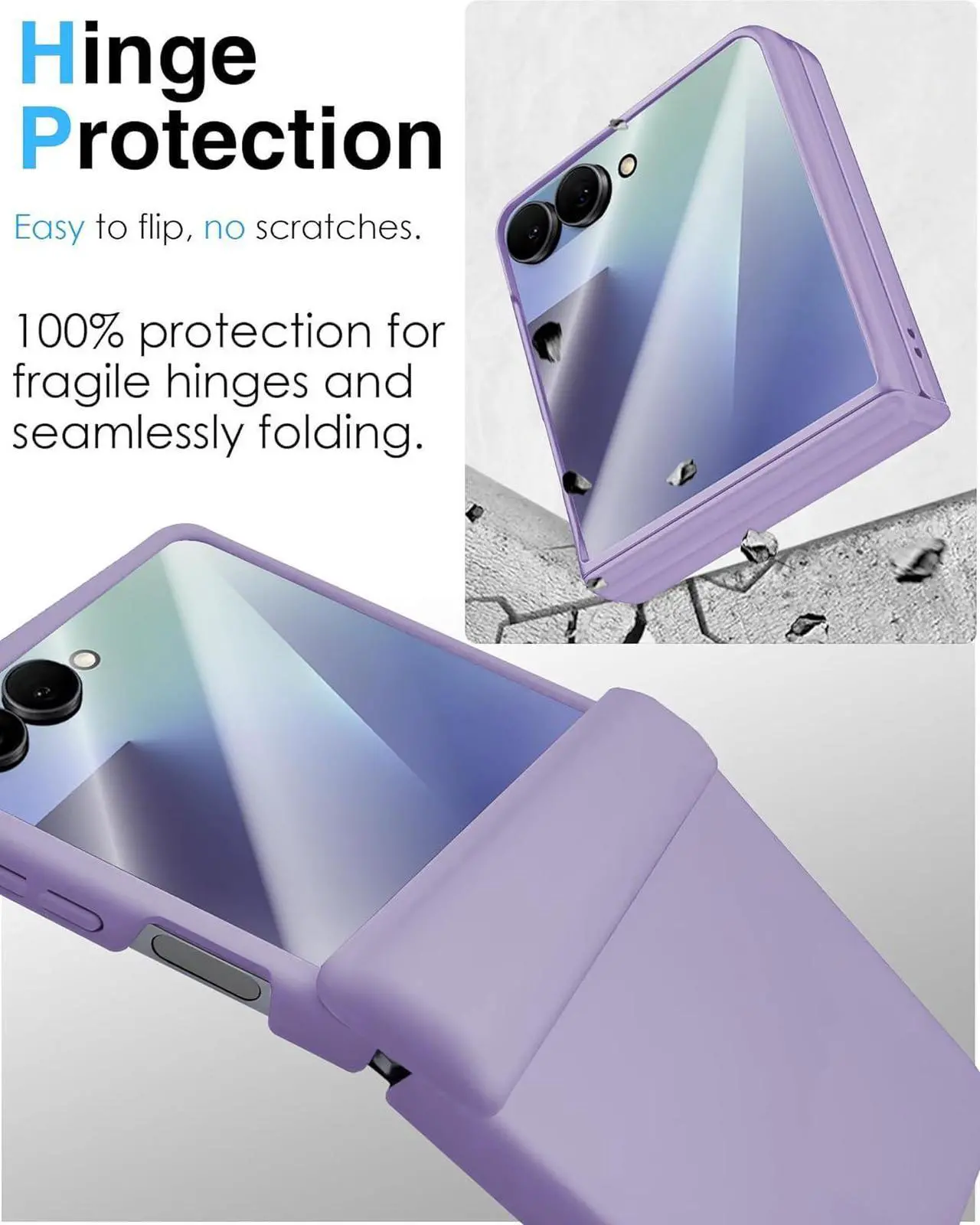 Case for Samsung Galaxy Z Flip 7, Hinge Protection, Built-in Screen Protector, Wireless Charging, Shockproof, Slim Rugged Phone Protective Case for Galaxy Z Flip 7