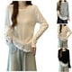 thumbnail image 1 of Camisetas para mujer,Top de encaje de manga larga y cuello alto para mujer, jersey de mezcla acrílica, camisa informal con cuello en V para uso diario, sopatenor, 1 of 9