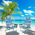 thumbnail image 1 of Costway 2-Pack Folding Backpack Beach Chair 5-Position Outdoor Reclining Chairs w/Pillow Blue, 1 of 10