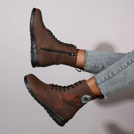 

Ovzne Ankle Boots For Women Comfy Boots For Women Winter Embroidered Boots For Women Shoes Low-Heel Comfortable Outdoor Non-Slip Outdoor Boots Clearance