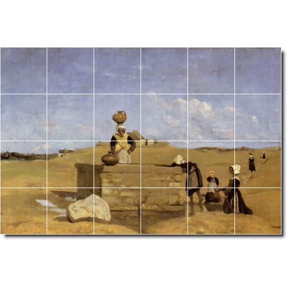 Ceramic Tile Mural-Jean Corot Landscapes Painting 299. 72" w x 48" h using (24) 12 x 12 ceramic tiles