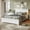 White + Bamboo + Full, variant on Queen Size Platform Bed with Chic Design Headboard, Modern Queen Bed Frame with Wood Slats Support, Low Profile Design, White