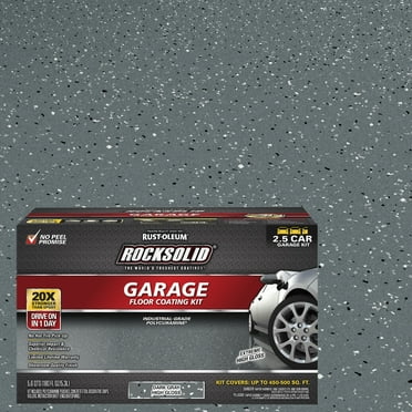 Dark Gray, Rust-Oleum RockSolid Polycuramine High-Gloss 2.5-Car Garage Floor Coating Kit-317284 ,180 oz
