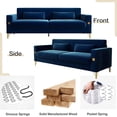 thumbnail image 4 of Mid-Century Modern Sofa Couch, 84" Loveseat Velvet Sofa, Large Sectional Couch with Gold Metal Legs for 3-4 Persons, Upholstered Deep Seat Couches for Living Room, Bedroom, Home, Office(Blue), 4 of 7