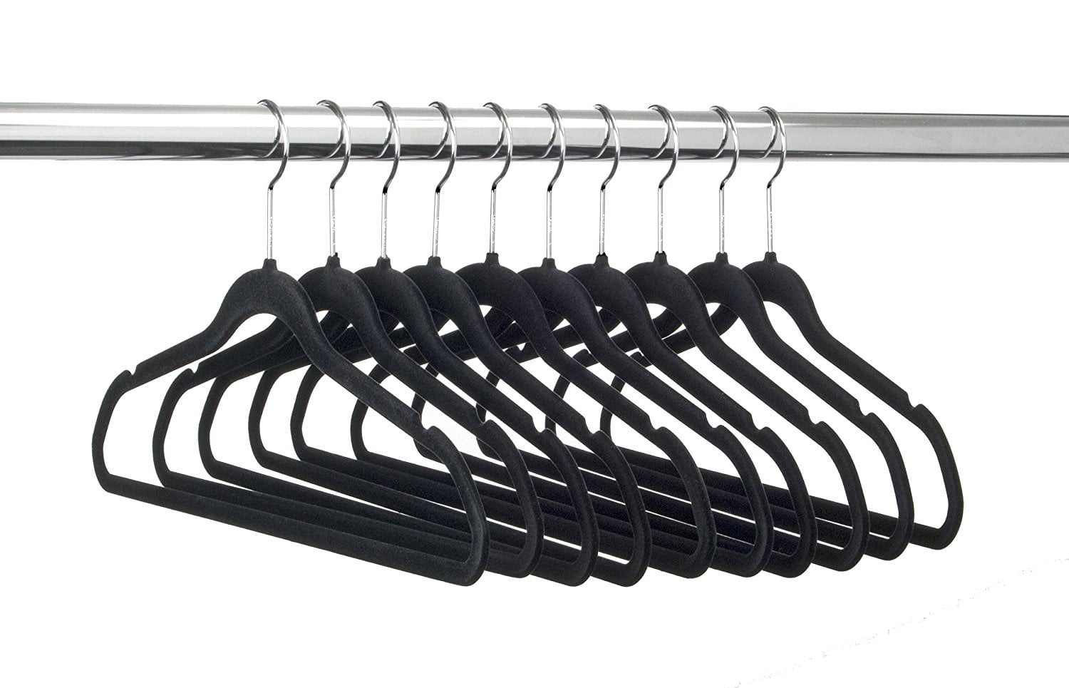Slim Velvet, Non Slip Suit Clothes Hangers, Pack of 100, Black