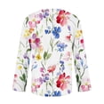 thumbnail image 4 of Fewfanhot Women Floral Print 3/4 Sleeve Blouse, V‑Neck Button Decor Casual Loose Shirt Tunic Top for Ladies, 4 of 5