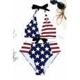 thumbnail image 1 of POGLIP Maillot de Bain Femme Bleu Étoiles et Rayures Patchwork, 1 of 6