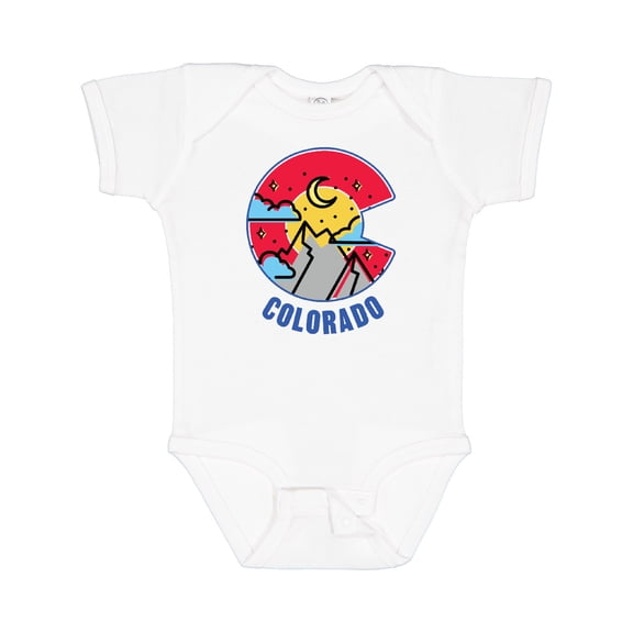 Inktastic Colorado Mountain Scene with Clouds and Moon Boys or Girls Baby Bodysuit