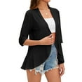 thumbnail image 3 of Summer Cardigan for Women Spring Netted Knit Ruffle Half Sleeve Cover Ups Black S, 3 of 9