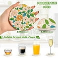 thumbnail image 2 of Yayeee 6 PCS Drink Coasters with Holder Set Woven Absorbent Round Tabletop Hot Pad, Retro Orange Floral, 2 of 7