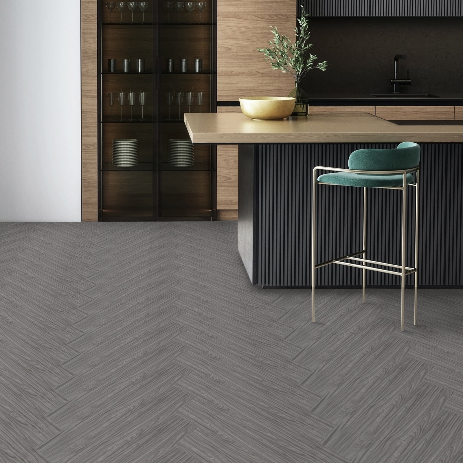 (2 pack) UMIGGEE Gray Peel Stick Flooring 35-in x 5.7-in x 1.0mm 20-Pcs Vinyl Flooring Wood Grain Floor Tiles Easy to Install for Bathroom Kitchen Living Room