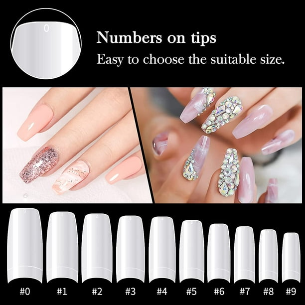 500PCS Half Cover False Nails Tips - Acrylic Nail Tips, krofaue 10 Sizes  Lady French Style Acrylic Artificial Tip Manicure with Box for Nail Art  Salons and Home DIY 
