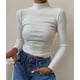 thumbnail image 1 of Lucakuins, blusas de manga larga para mujer, blusa informal de cuello alto de punto de Color sólido para ropa de calle de Club Lucakuins  moda, 1 of 2