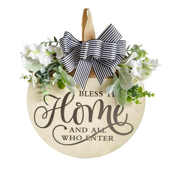 Adornos decorativos universales con diseño de corona floral para la decoración del hogar y eventos. Fabricados con plástico resistente y madera para una mayor estética.
