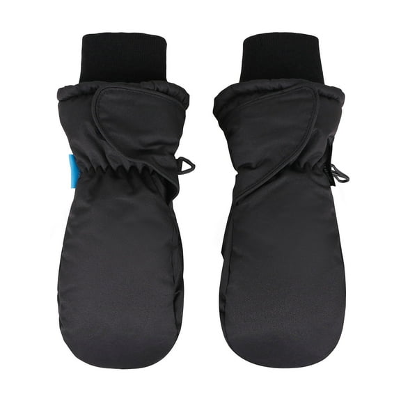 Girl's 3M Thinsulate Waterproof Winter Sports Snow Ski Mittens, Black, Age4-6