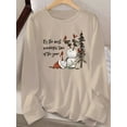 thumbnail image 3 of Women's Cozy Christmas Graphic Long Sleeve T-Shirt - "It's the Most Wonderful Time of the Year" Design, Gray Polyester Crew Neck Top for Fall/Winter Casual Wear, Christmas Shirts, 3 of 9