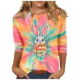 thumbnail image 2 of Plus Size Women's Easter Graphic Print 3/4 Sleeve Round Neck Loose T-Shirt For Spring Holiday Casual Wear, 2 of 5