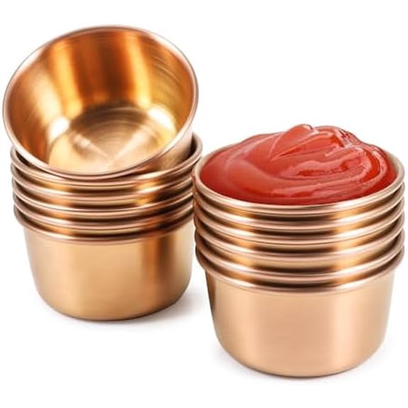 Ramekin Sauce Dipping Bowl Mini Sauce Cups Pudding Condiment Cups for Home Party Restaurant (Champagne Gold 12PCS 60ml)