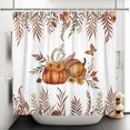 thumbnail image 5 of Fall Pumpkin Pine Floral Shower Curtain,Polyester Waterproof Bathroom Decor Set With Hooks,72 W x72 H Inch, 5 of 7