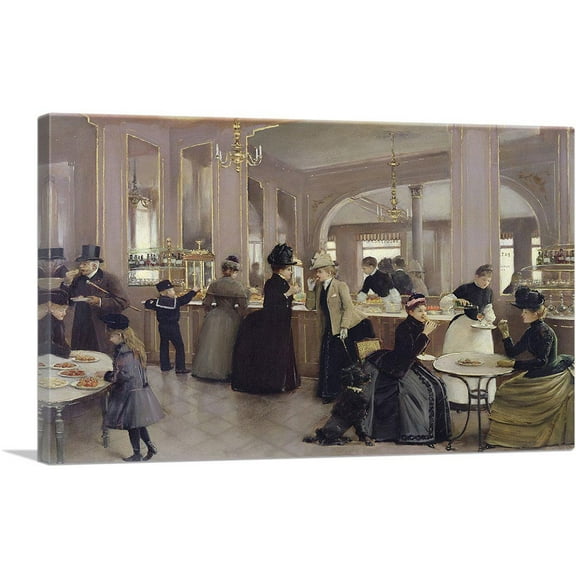 ARTCANVAS La Patisserie Gloppe Champs Elysees Paris 1889 Canvas Art Print by Jean Beraud - Size: 18" x 12" (1.50" Deep)