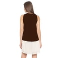 thumbnail image 3 of eloria Women's Georgette Pleated Boat Neck Sleevless Summer Casual Midi Dress, Color : Dark Brown | Size : 3XL, 3 of 5