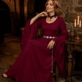 thumbnail image 4 of Halloween Medieval Costume for Women, Round Neck Batwing Sleeve Long Dress with Flowing Full Skirt, Vintage Renaissance Gown for Halloween Party, Medieval Faire and Cosplay, 4 of 6