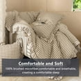 thumbnail image 3 of Tan Gingham Ruffle Queen Comforter Set, Taupe Ruffled Plaid Bedding Set, Ruffled Checked Bed Comforter 3 Pieces(Tan Gingham, Queen), 3 of 7
