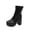 Black, variant on Square Toe Boots for Women High Chunky Block Heel Ankle Booties Platform Stretch Boots for Autumn Winter