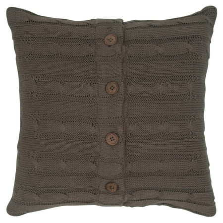 Olive Kids Soft Pillow - Rizzy Home Cable Knit Buttoned Back Cotton Decorative Throw Pillow, 18