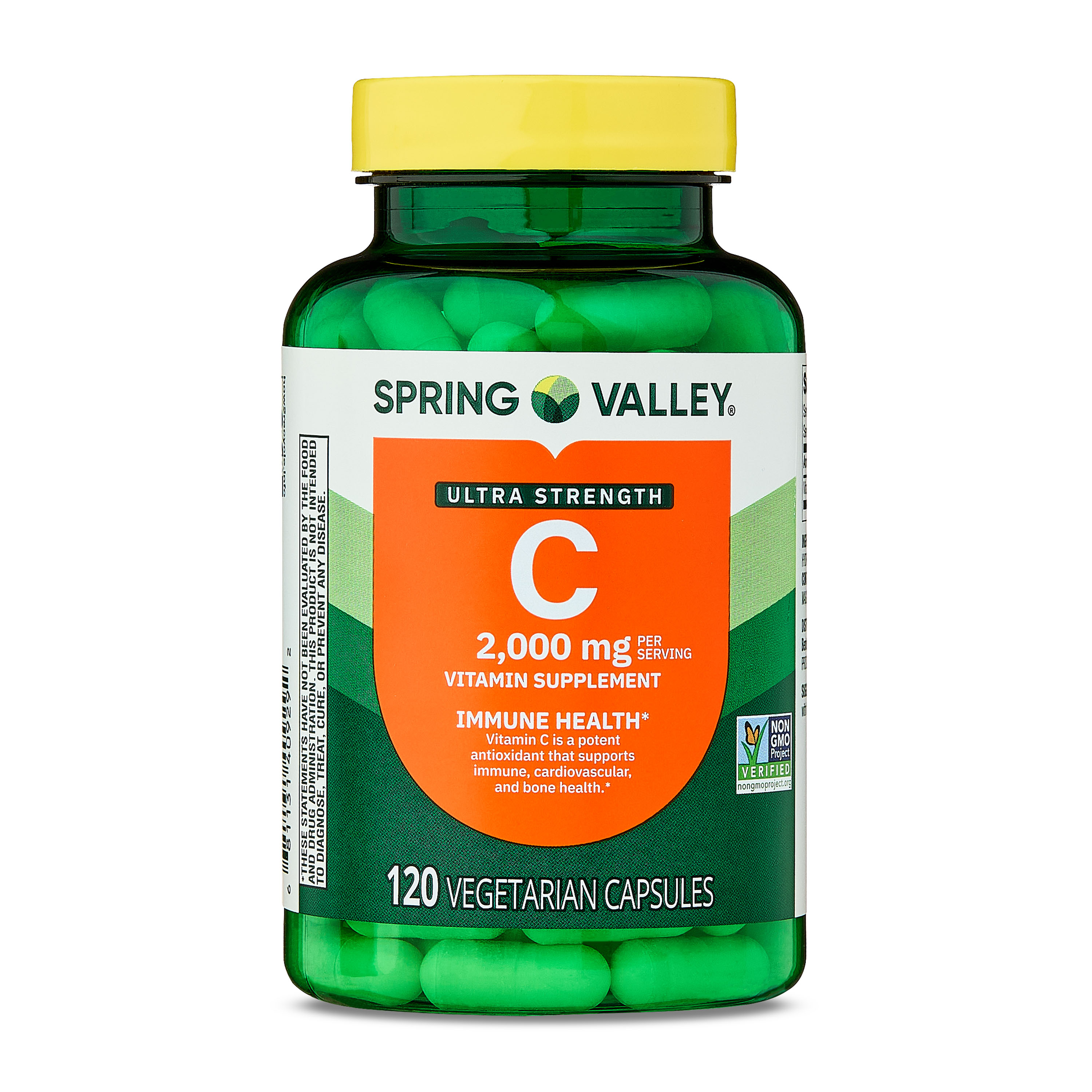 Spring Valley Ultra Strength Vitamin C, 2,000 mg, 120 Count, Dietary Supplement Capsules for Immune Health