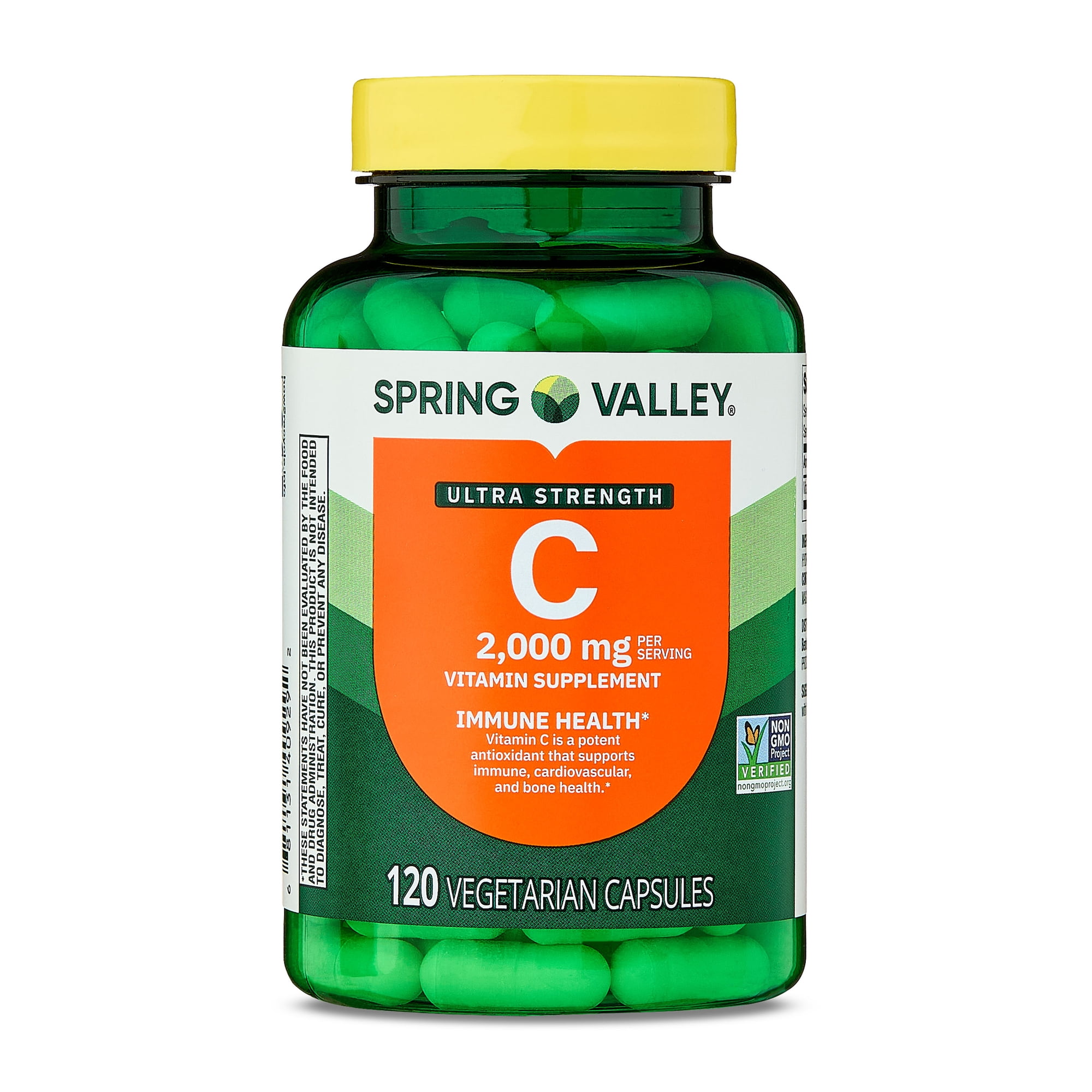 Spring Valley Ultra Strength Vitamin C, 2,000 mg, 120 Count, Dietary Supplement Capsules for Immune Health
