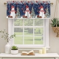 thumbnail image 2 of Navy Blue Christmas Curtain Valances for Windows, Kitchen Valance Window Treatments Panel 2 Pack, Snowman Xmas Balls Pine Needle Tree Rod Pocket Short Curtains for Bathroom Bedroom 60 x 18 Inch, 2 of 8