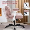 thumbnail image 5 of Criss Cross Chair with Wheels and Adjustable Flip-Arms, Cross Legged Office Chair with Thick Cushion, Wide Makeup Vanity Chair, Comfy Swivel Desk Chair for Home Office, Apartment, Bedroom, Pink, 5 of 10