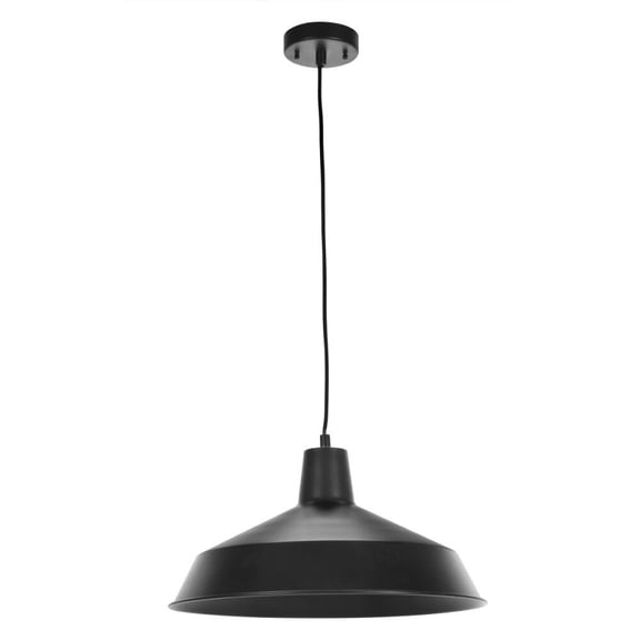 1-Light Industrial Warehouse Matte Black Pendant Lighting