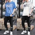 thumbnail image 2 of Camiseta Hombre Gráfico Ropa de Hombre Pantalones Negros Conjuntos Pantalones Deportivos Trajes Deportivos Chándal Alfabético 5xl Top Manga Corta Cuarto Fresco, 2 of 4