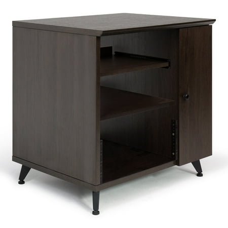 Gator GFW-ELITESIDECAR Elite Furniture Series Rolling Rack Sidecar Cabinet with Configurable Rack Space & Shelving Dark Walnut