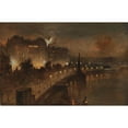 thumbnail image 2 of George Hyde Pownall 14x11 Black Ornate Wood Framed Double Matted Museum Art Print Titled: Victoria Embankment from Hungerford Bridge, 2 of 5