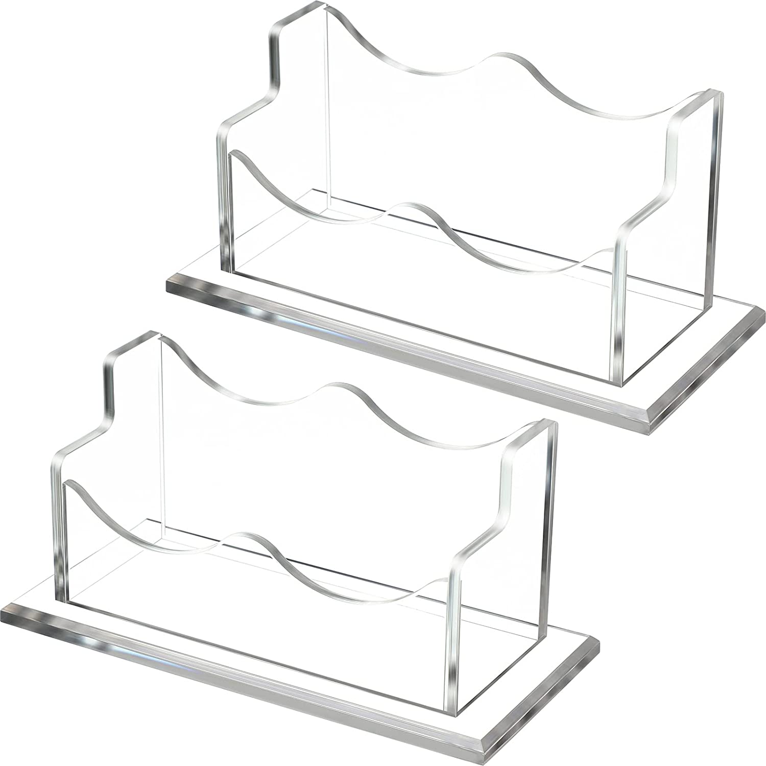 2 Pieces Acrylic Business Card Holder Desktop Name Card Stand Clear