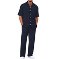thumbnail image 5 of Frnrwgo Men's 2 Piece Casual Set Short Sleeve Lapel Shirts and Drawstring Elastic Waist Pants Quick Dry Breathable Summer Outfits, 5 of 5