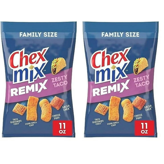 Chex Mix Snack Mix, Remix Zesty Taco, Savory Snack Bag, 11 oz (Pack of 2)