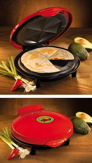 Nostalgia EQM200 6-Wedge Electric Quesadilla Maker with Extra Stuffing  Latch 