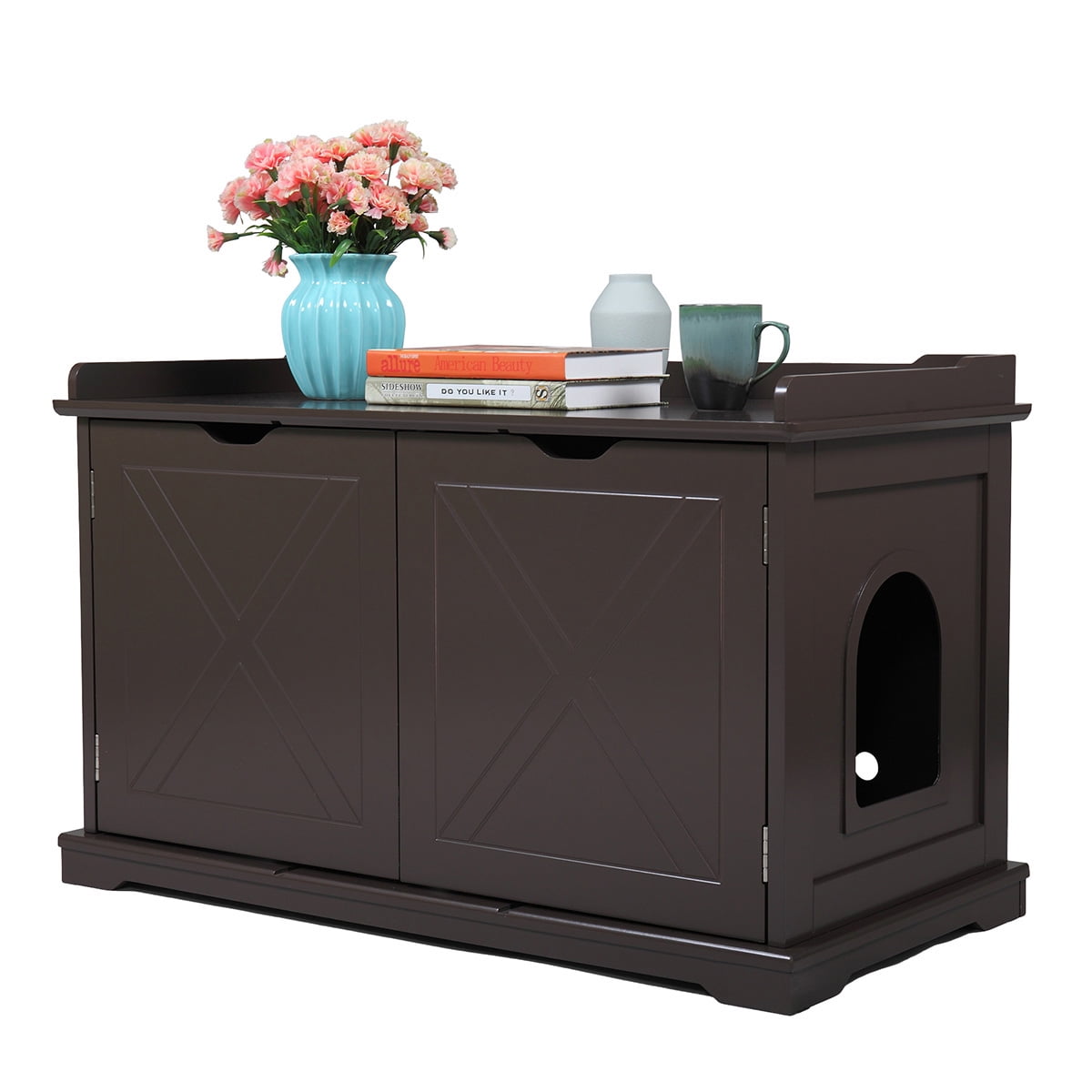 Lowestbest Cat Houses for Indoors, Cat Shelter, Wooden Pet House, Enclosure Outside Shelter Animal Cage Storage Bench Furniture Cabinet, Brown Lowestbest Cat Houses for Indoors, Cat Shelter, Wooden Pet House, Enclosure Outside Shelter Animal Cage Storage Bench Furniture Cabinet, Brown