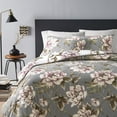 thumbnail image 1 of HomeTrends Grey/Plum Reversible Floral Printed 3 Piece Comforter Set, 1 of 4