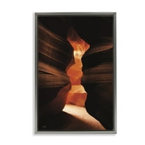 Stupell Industries Sunlit Canyon Cave Landscape Photography Gray Floater Framed Art Print Wall Art, 21 x 31