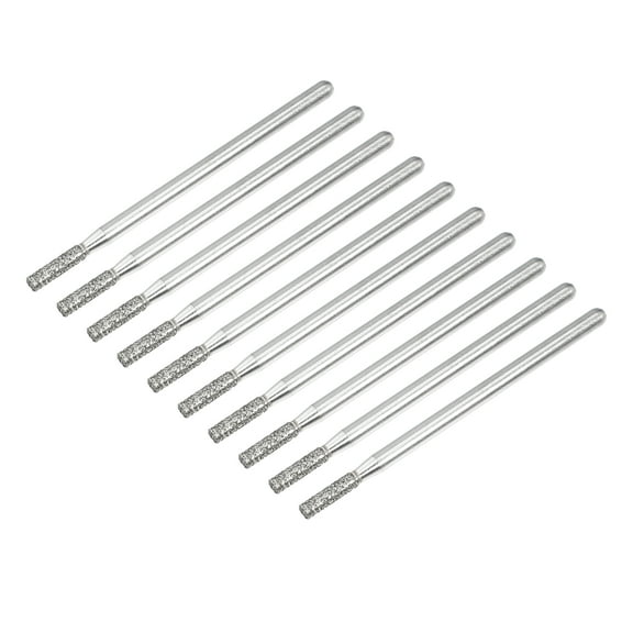 Unique Bargains 10 Pcs Emery Nail Drill Bits Set for Acrylic Nails 3/32 Inch Nail Art Tools 44.2mm Length