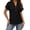Black, variant on Women's Eyelet Shirts Rolled Short Sleeve Henley Tops Summer Causal Button Boho Vacation Blouses Orange L